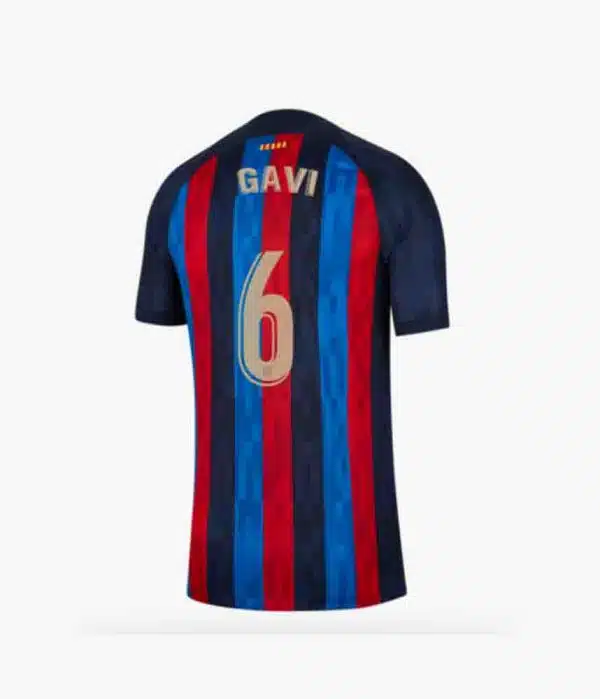 camiseta gavi barcelona 2023 azul de espaldas barata