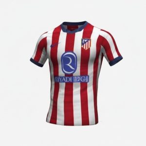 Camiseta de la primera equipación del Atlético de Madrid para la temporada 2026-2027, versión adulto. Vista frontal.