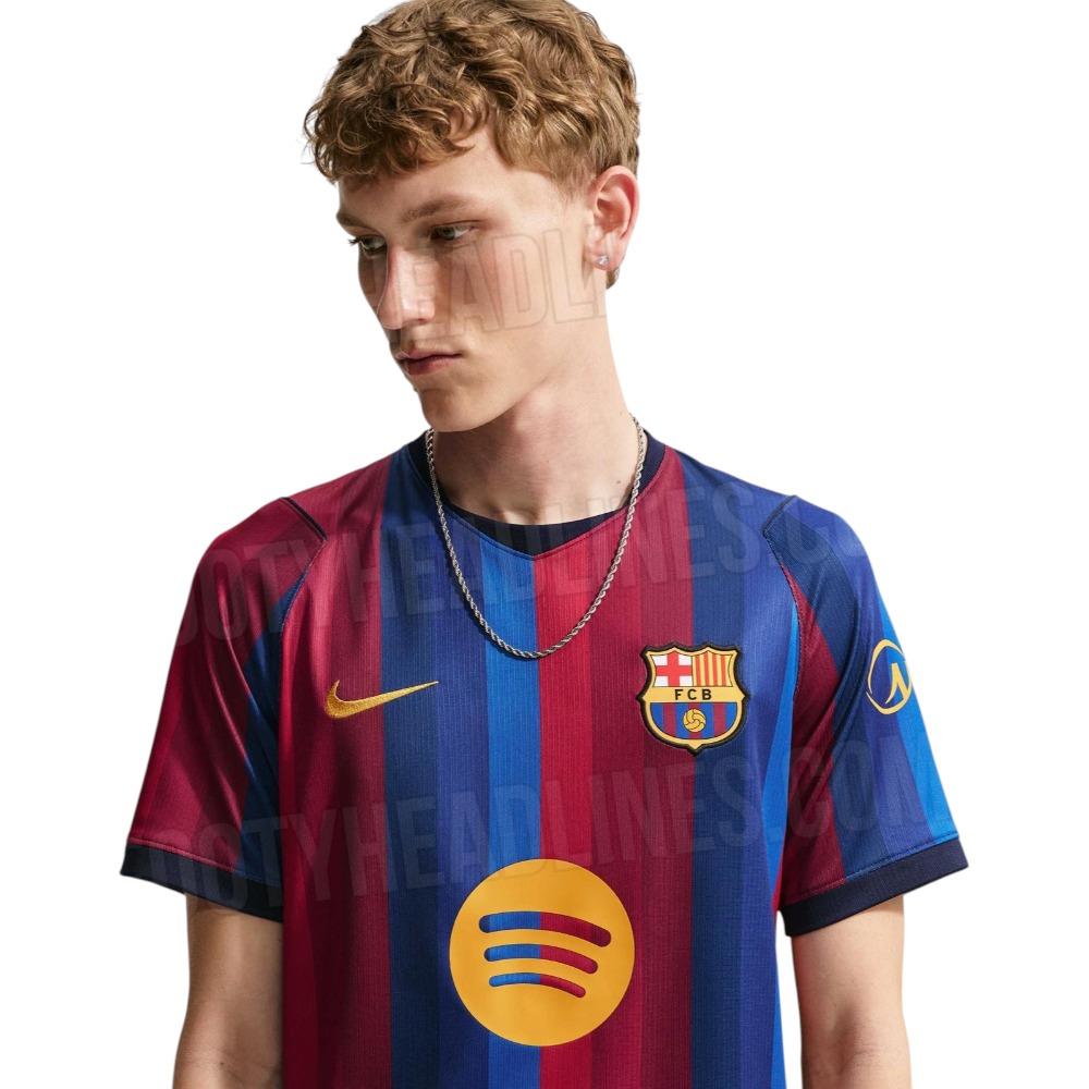 Camiseta Barcelona 2027 3 Imagen frontal de la camiseta de la primera equipación del FC Barcelona para la temporada 2027, versión de adulto.
