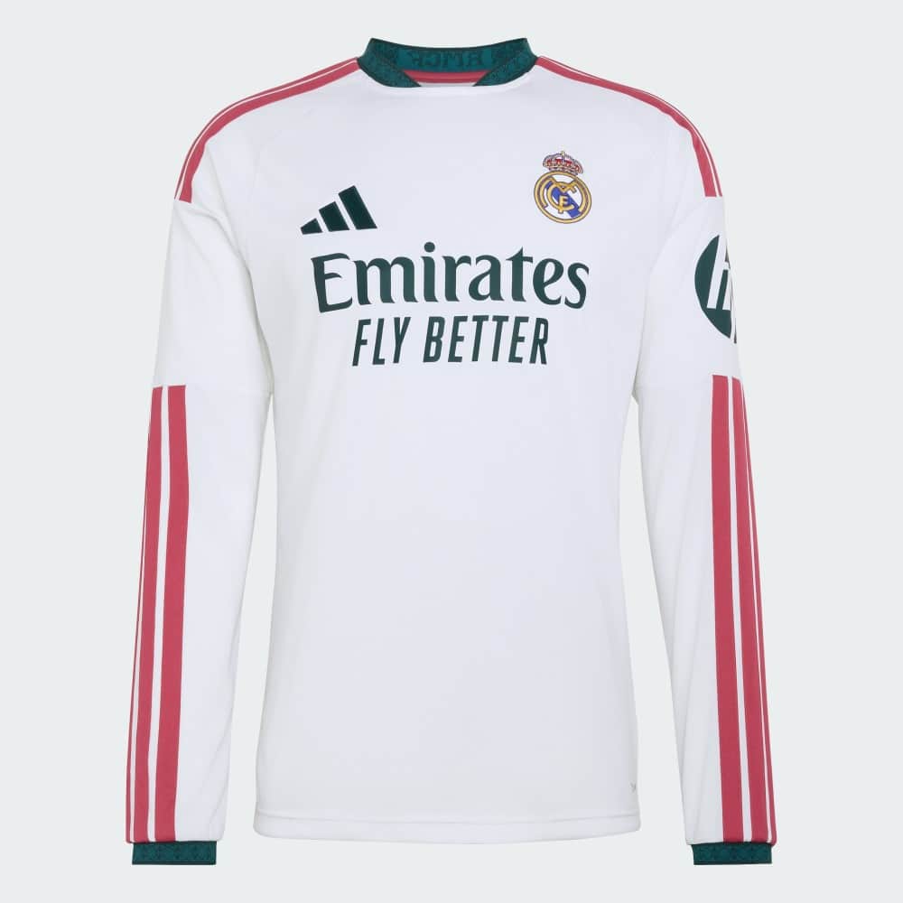 Camiseta Manga Larga Re. Madrid 2027 1 Camiseta manga larga Real Madrid 2027, primera equipación de adulto. Diseño exclusivo y tejido transpirable para aficionados.