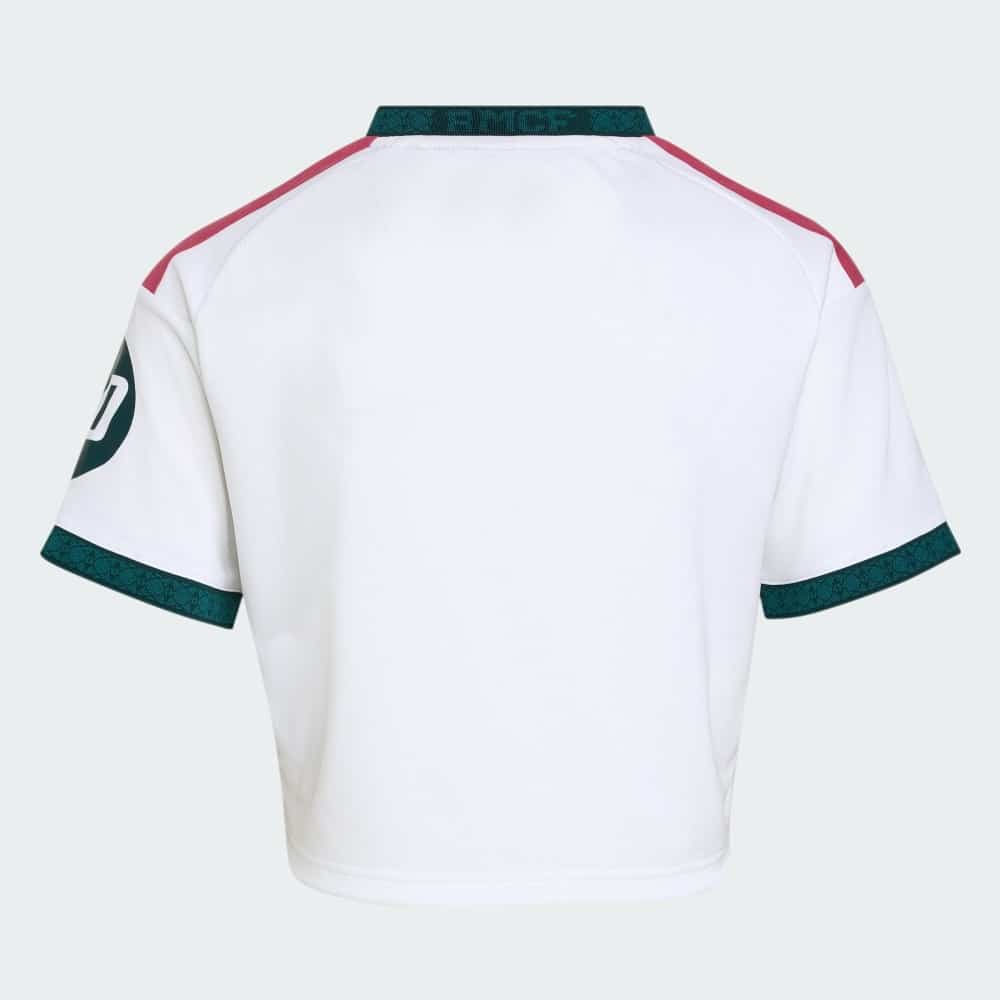 Camiseta Corta del Real Madrid Mujer 2027 5 Camiseta oficial mujer Real Madrid 2027 primera equipación, corte corto por encima de la cintura, color blanco clásico.
