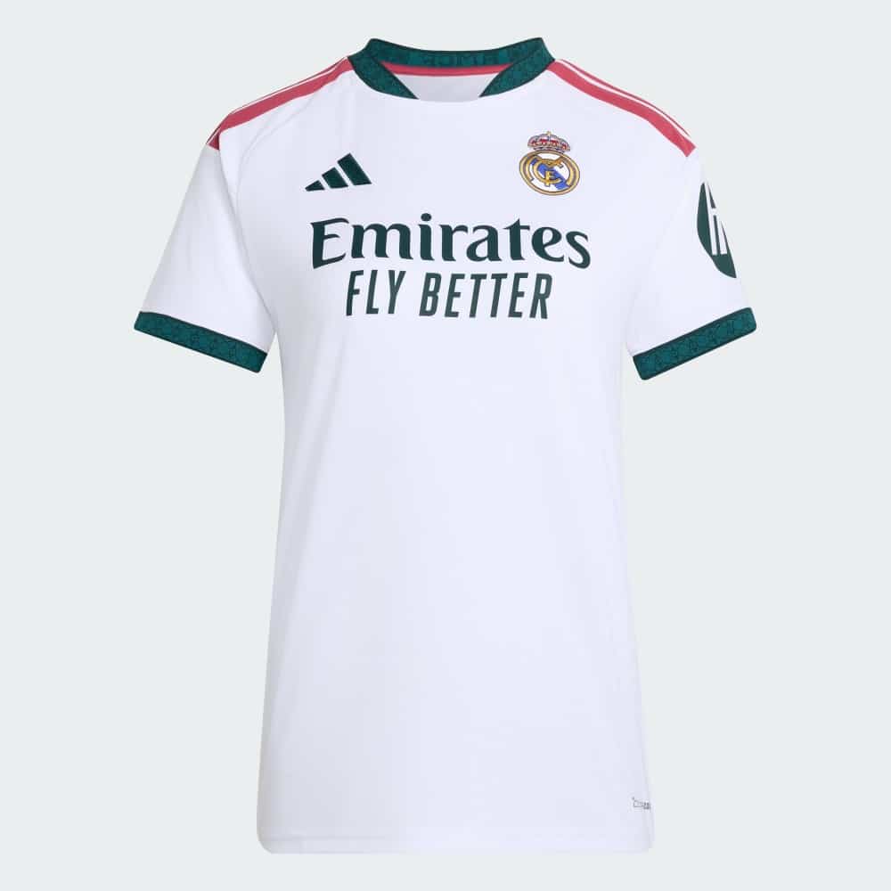 Camiseta mujer Re. Madrid 2027 6 Camiseta oficial de mujer del Real Madrid primera equipación 2027, diseño ergonómico y escudo bordado.