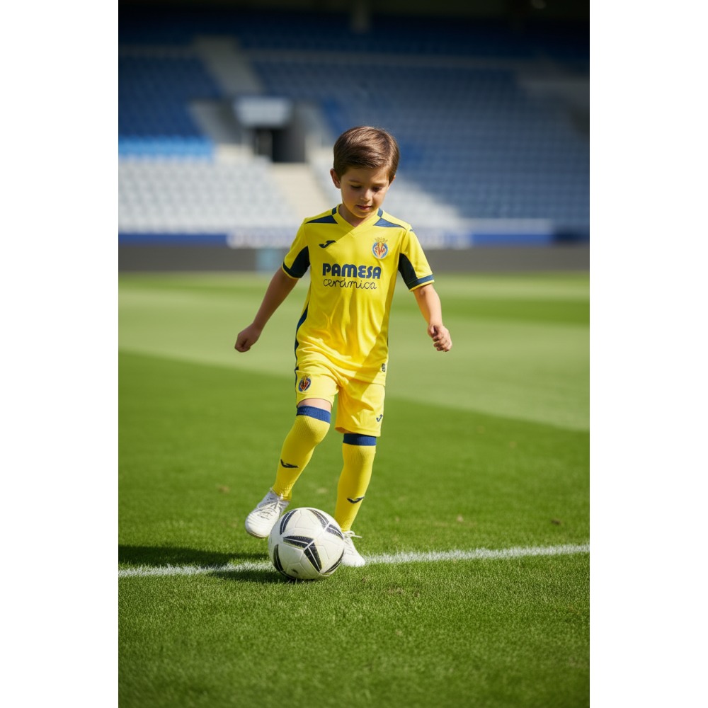 1ª Equipación Villarreal Niños 26/27 2 Camiseta de la primera equipación del Villarreal CF para niños de la temporada 2026/2027. Uniforme oficial de color amarillo.