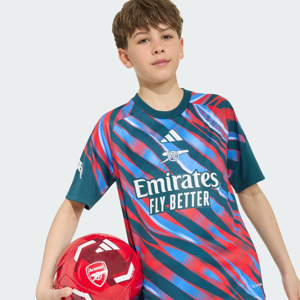 CAMISETA CALENTAMIENTO NIÑOS ARSENAL FC 26/27 9 Camiseta de calentamiento para niños del Arsenal FC, equipación oficial prepartido para la temporada 2026/2027.