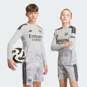 Camiseta de portero para niños del Arsenal FC temporada 26/27. Equipación oficial de guardameta infantil del Arsenal.