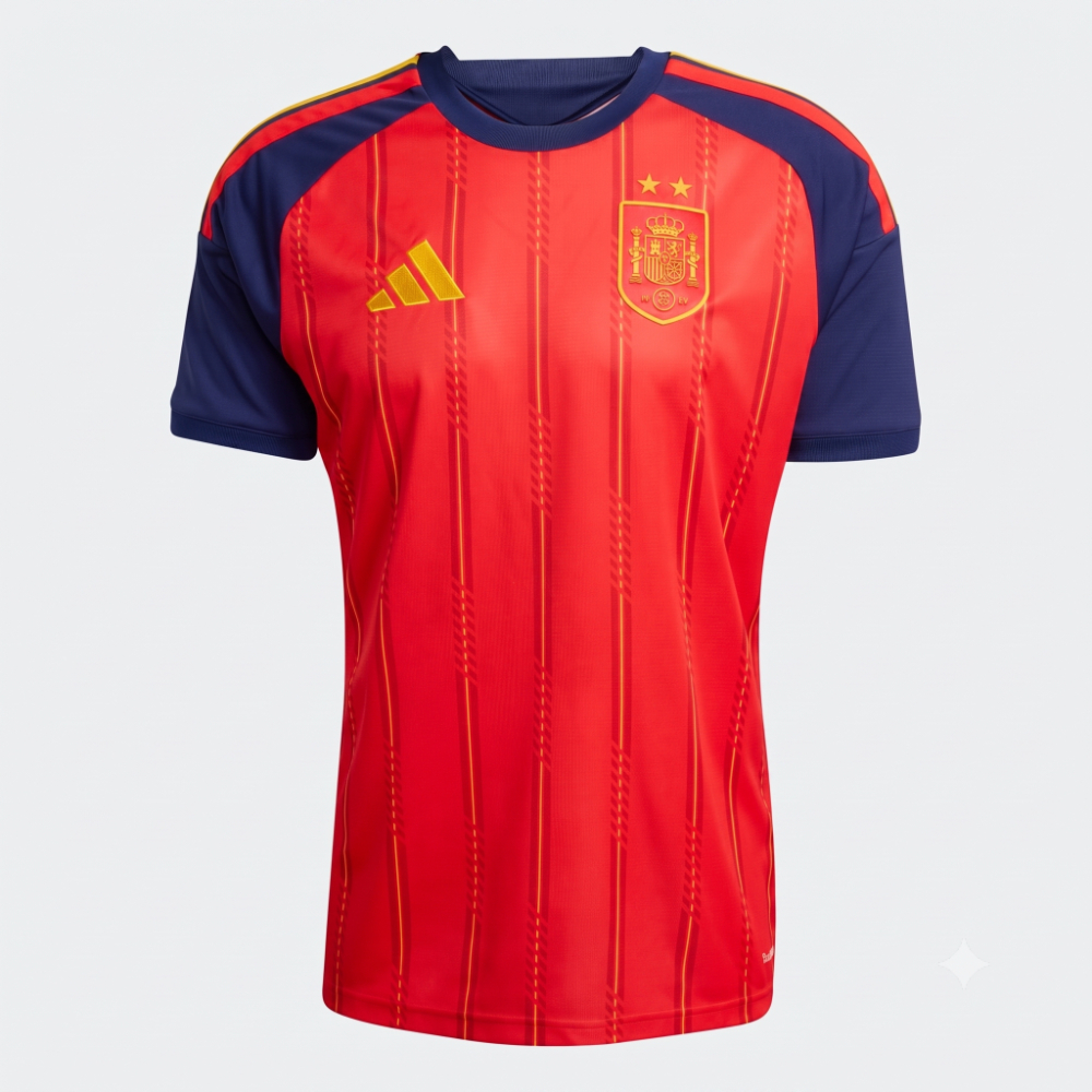 Camiseta España Con 2 Estrellas 2026 4 Camiseta de la primera equipación de España para adulto con las dos estrellas de campeón del mundo, modelo oficial para 2026.