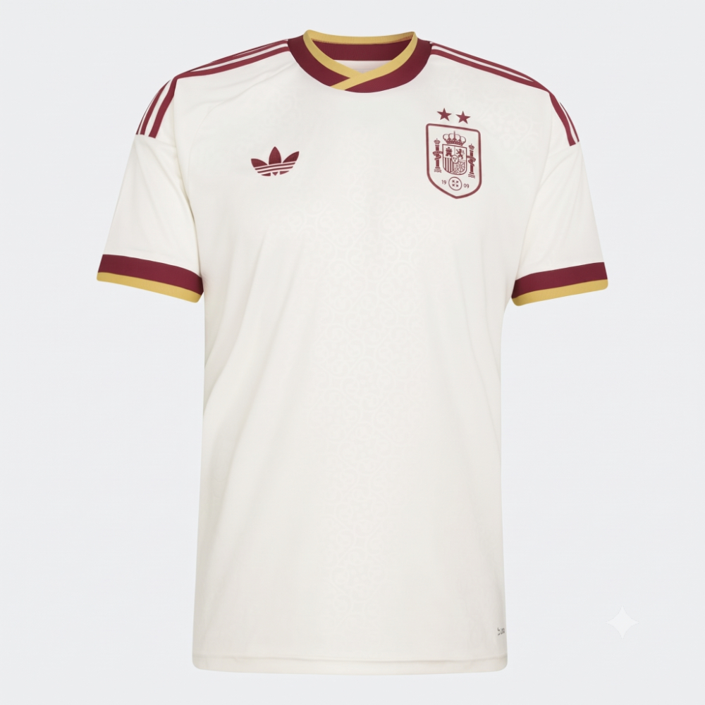 Equipación Visitante Niño España 2026 5 Camiseta de España visitante 2026 para adulto con las dos estrellas de campeón del mundo. Segunda equipación oficial.