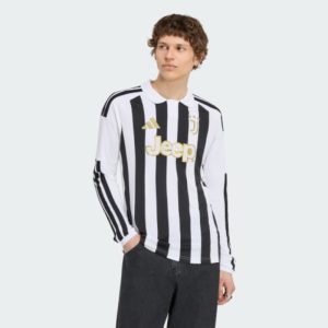 Camisetas Juventus Baratas 51 Camiseta de manga larga de la primera equipación del Juventus para la temporada 26/27, versión de adulto con escudo oficial.