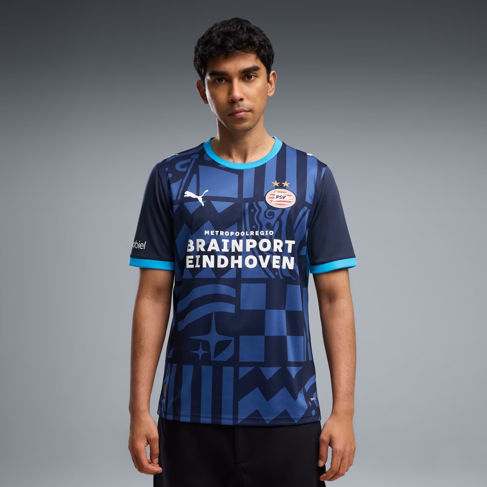 Camiseta PSV Eindhoven 3.ª equipación 26/27 1 Camiseta oficial PSV Eindhoven 3.ª equipación 26/27 para adulto. Diseño del tercer uniforme del club holandés.