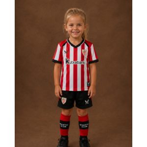Camisetas del At. de Bilbao 10 Primera equipación para niños del Athletic Club de Bilbao 2026/27. Camiseta y pantalón rojiblancos oficiales para la nueva temporada.