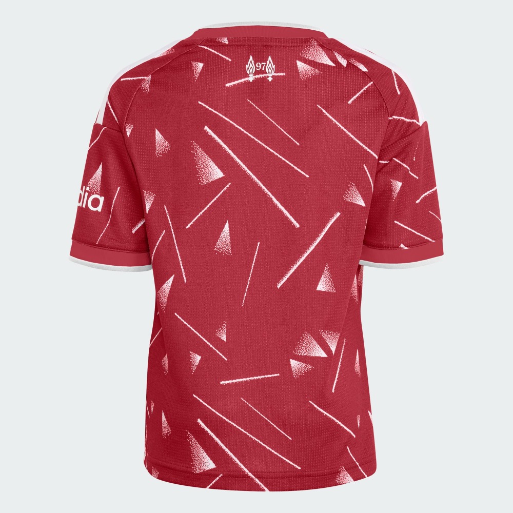 EQUIPACIÓN NIÑOS LIVERPOOL 26/27 9 Primera equipación de fútbol del Liverpool para niños temporada 26/27. Conjunto de camiseta y pantalón cortos rojos.