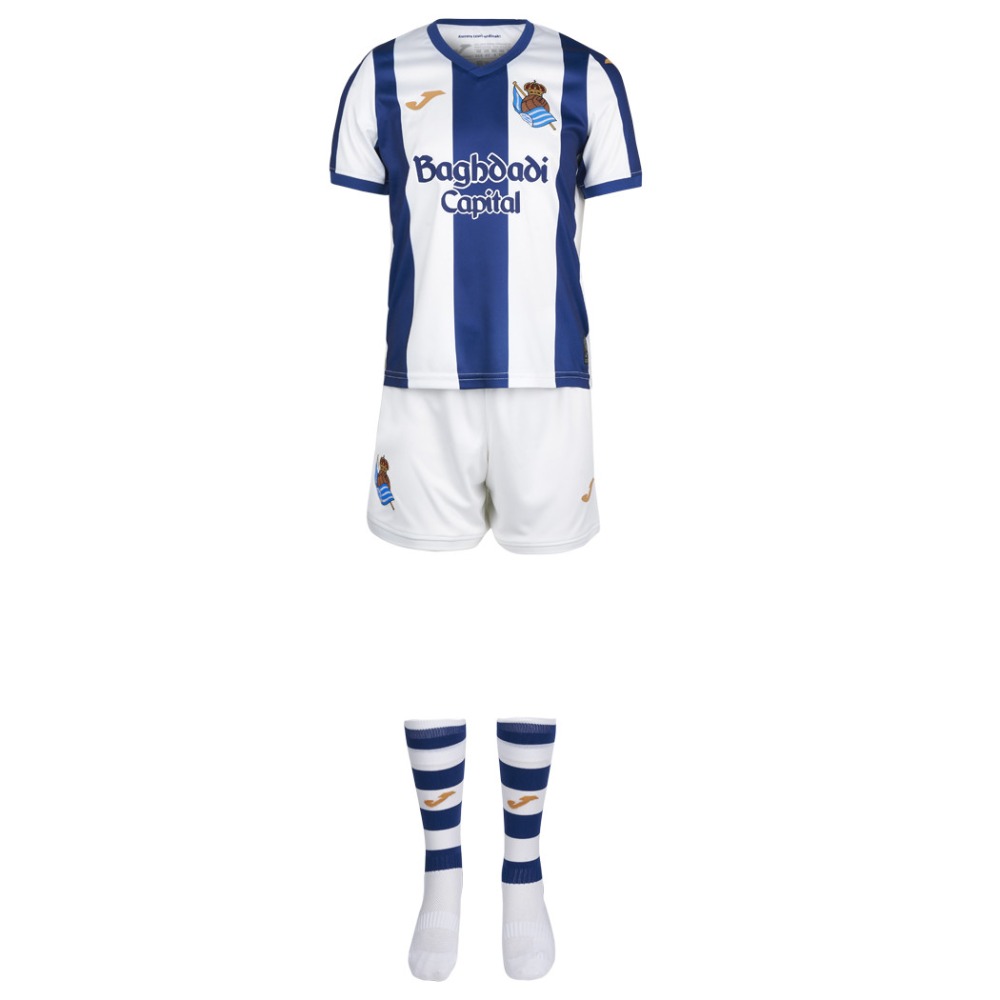 1ª Equipación Real Sociedad Niños 26/27 2 Camiseta de la 1ª equipación del Real Sociedad para niños, temporada 26/27, con los colores txuri-urdin. Vista frontal.