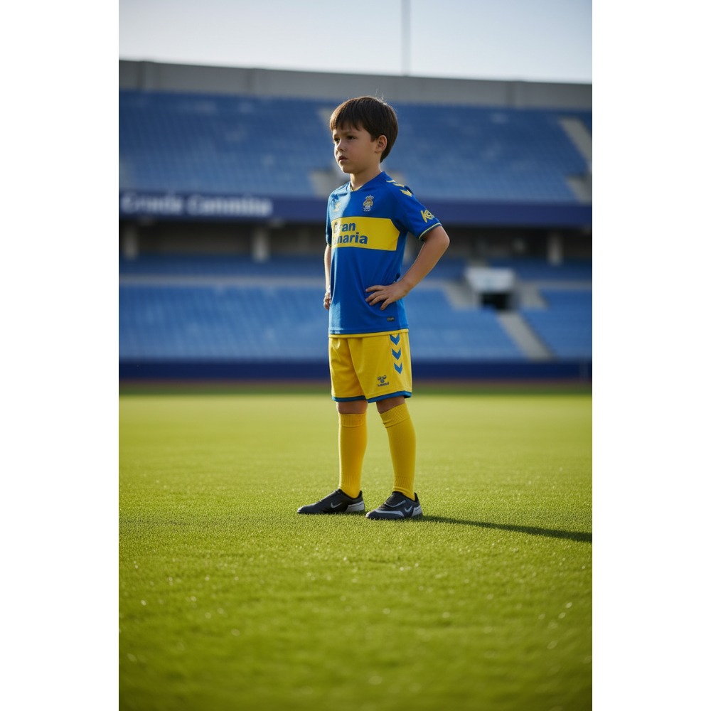 2ª Equipación Las Palmas Niños 26/27 3 Segunda equipación oficial de la UD Las Palmas para niños, temporada 26/27. Kit de fútbol para los más pequeños aficionados.