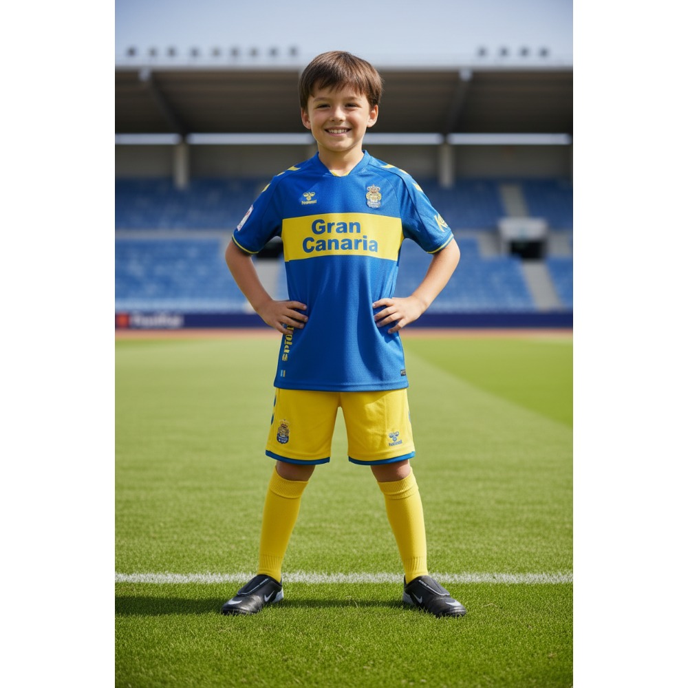 2ª Equipación Las Palmas Niños 26/27 4 Segunda equipación oficial de la UD Las Palmas para niños, temporada 26/27. Kit de fútbol para los más pequeños aficionados.