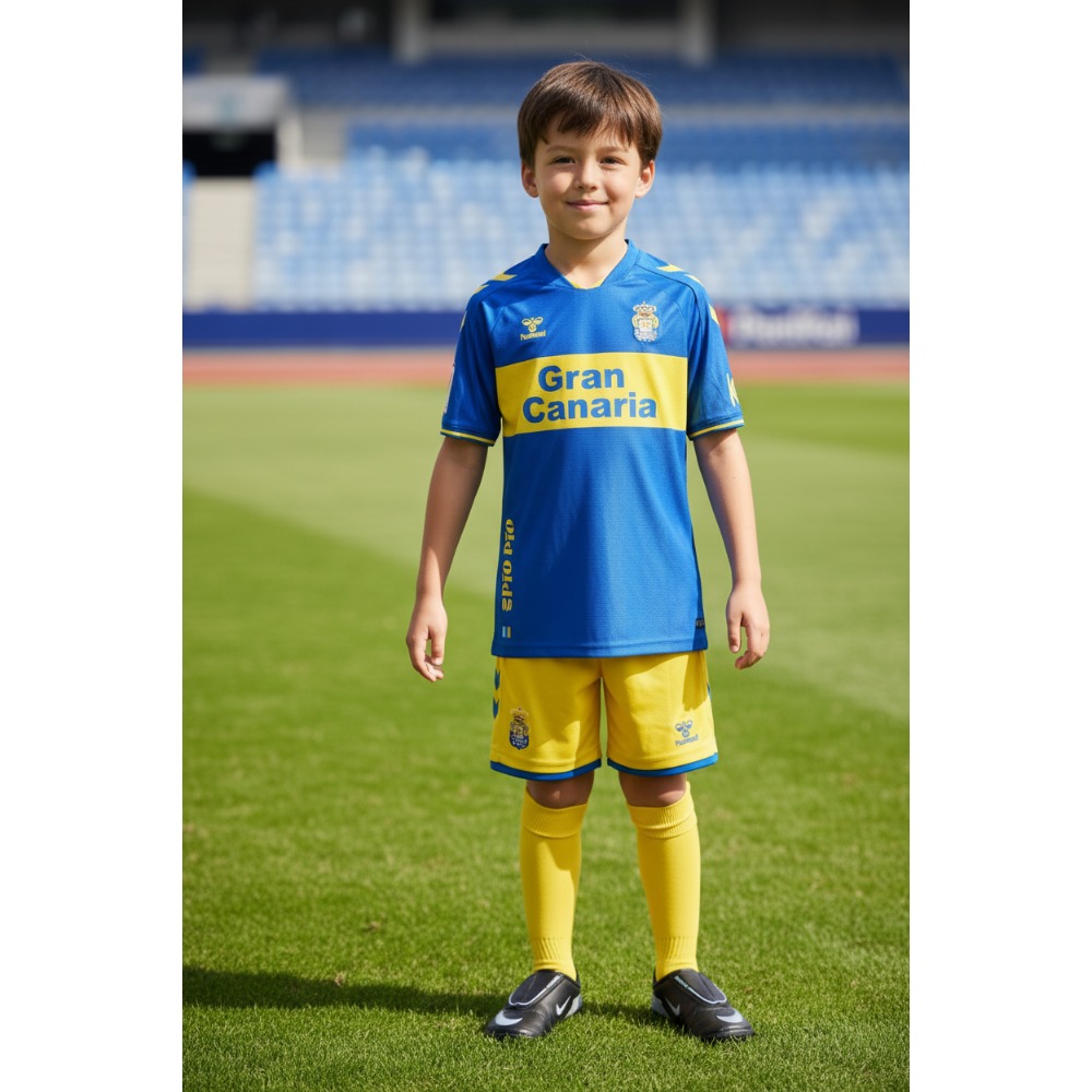2ª Equipación Las Palmas Niños 26/27 1 Segunda equipación oficial de la UD Las Palmas para niños, temporada 26/27. Kit de fútbol para los más pequeños aficionados.