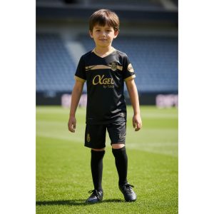Segunda equipación del RCD Mallorca para niños de la temporada 2026-2027. Camiseta de fútbol oficial para los más pequeños.