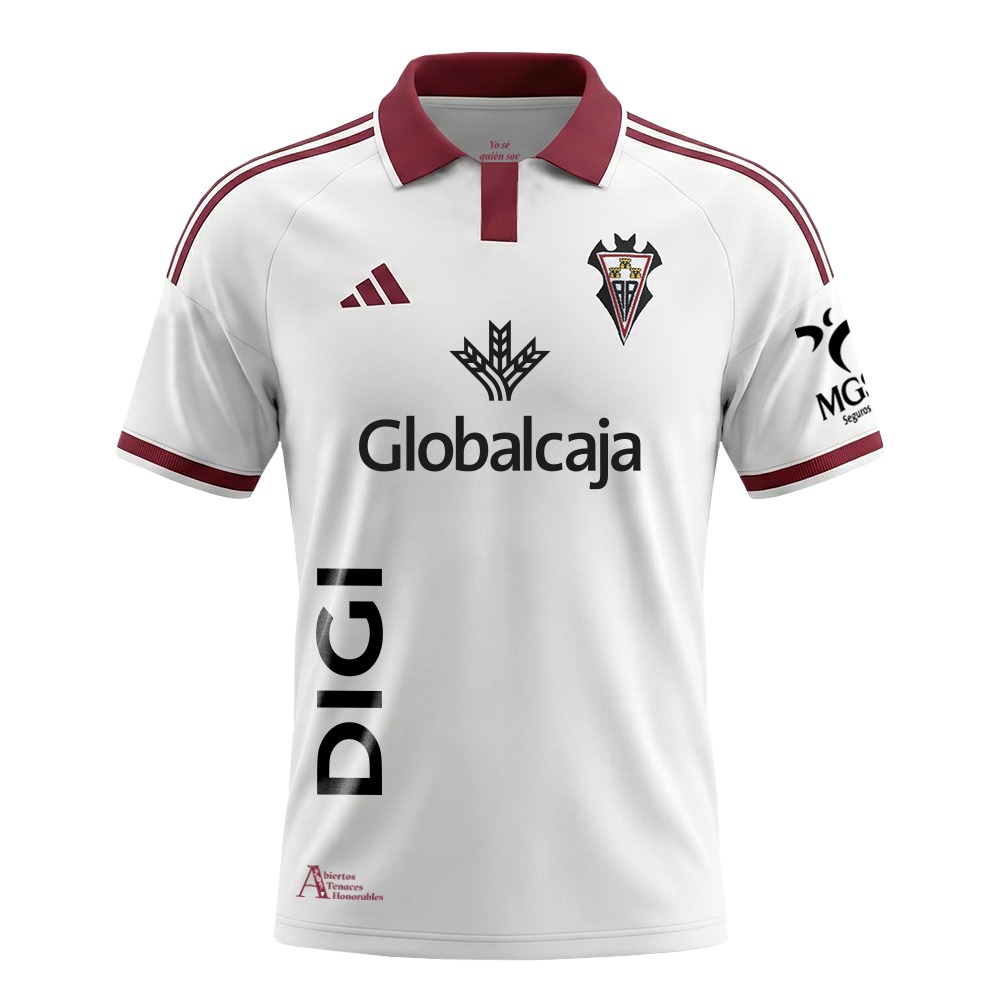 Camiseta Albacete 2026/27 1 Vista frontal de la camiseta de la primera equipación del Albacete Balompié para la temporada 2026/27, versión de adulto.