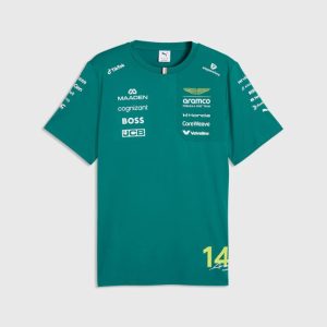 Camisetas F1 3 Camiseta oficial F1 del equipo Aston Martin de Fernando Alonso. Equipación de la escudería para adulto, temporada actual.