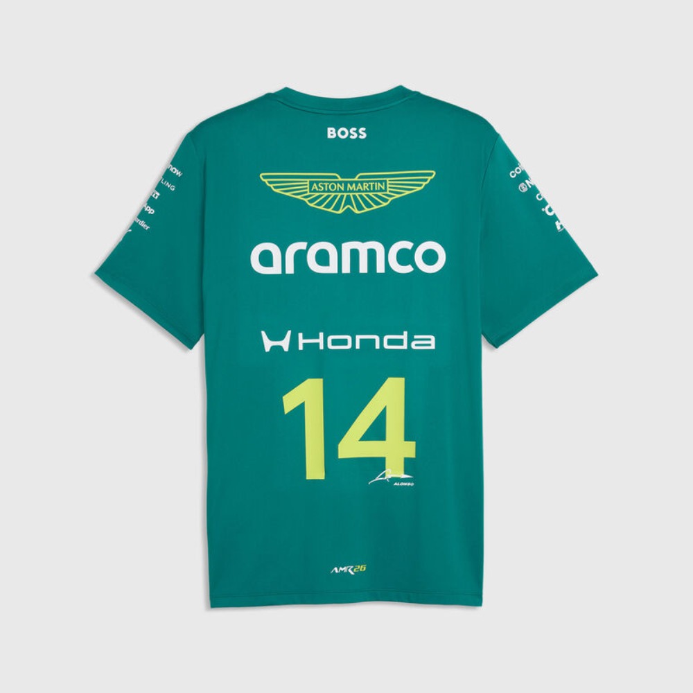 Camiseta F1 Fernando Alonso Aston Martin 2 Camiseta oficial F1 del equipo Aston Martin de Fernando Alonso. Equipación de la escudería para adulto, temporada actual.