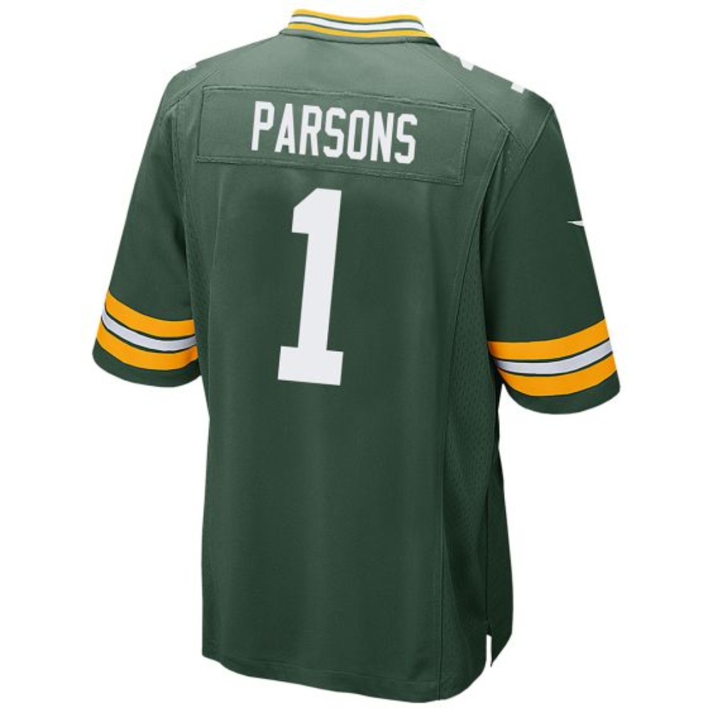 Camiseta NFL Green Bay Packers 1 Camiseta oficial primera equipación NFL Green Bay Packers para adulto. Uniforme de fútbol americano en color verde y amarillo.