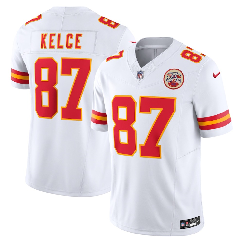 Camiseta NFL Kansas City Chiefs Visitante 2026 1 Camiseta blanca de visitante NFL Kansas City Chiefs 2026 para adulto. Segunda equipación oficial para la temporada 2026.