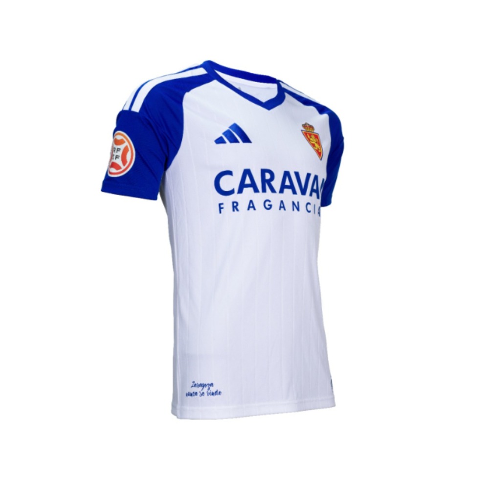 Camiseta Zaragoza 2026-27 7 Camiseta de la primera equipación del Real Zaragoza para la temporada 2026-27. Uniforme oficial para adulto, color blanco y azul.