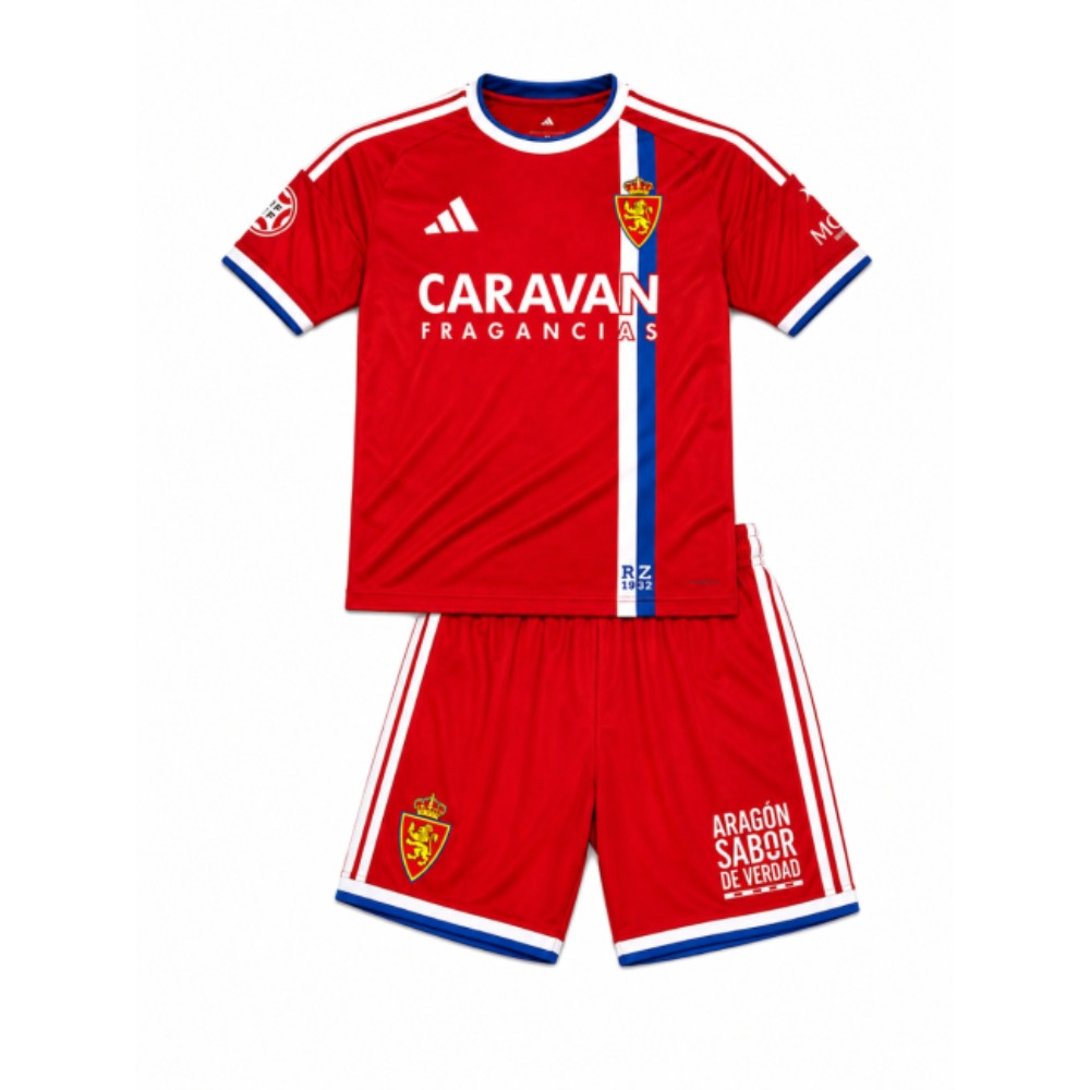 2ª Equipación Zaragoza Niños 26-27 4 Segunda equipación oficial del Real Zaragoza para niños de la temporada 2026-2027. Kit de camiseta y pantalón visitante.