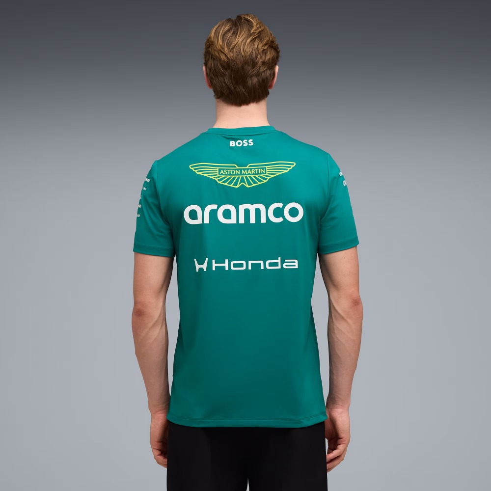 Camiseta F1 Aston Martin 2 Camiseta oficial del equipo Aston Martin de Fórmula 1. Diseño en color verde racing con logos de patrocinadores.