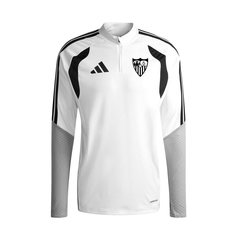 Camiseta Sevilla Entrenamiento M. Larga 26/27 Blanca 4 Camiseta de entrenamiento del Sevilla FC de manga larga para adulto, temporada 26/27, en color blanco. Equipación de training.