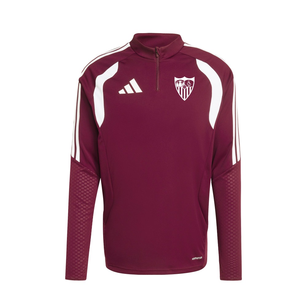 Camiseta Sevilla Entrenamiento Niños 26/27 M. Larga 4 Camiseta de entrenamiento del Sevilla FC para niños, temporada 26/27, de manga larga. Vista frontal de la equipación infantil.