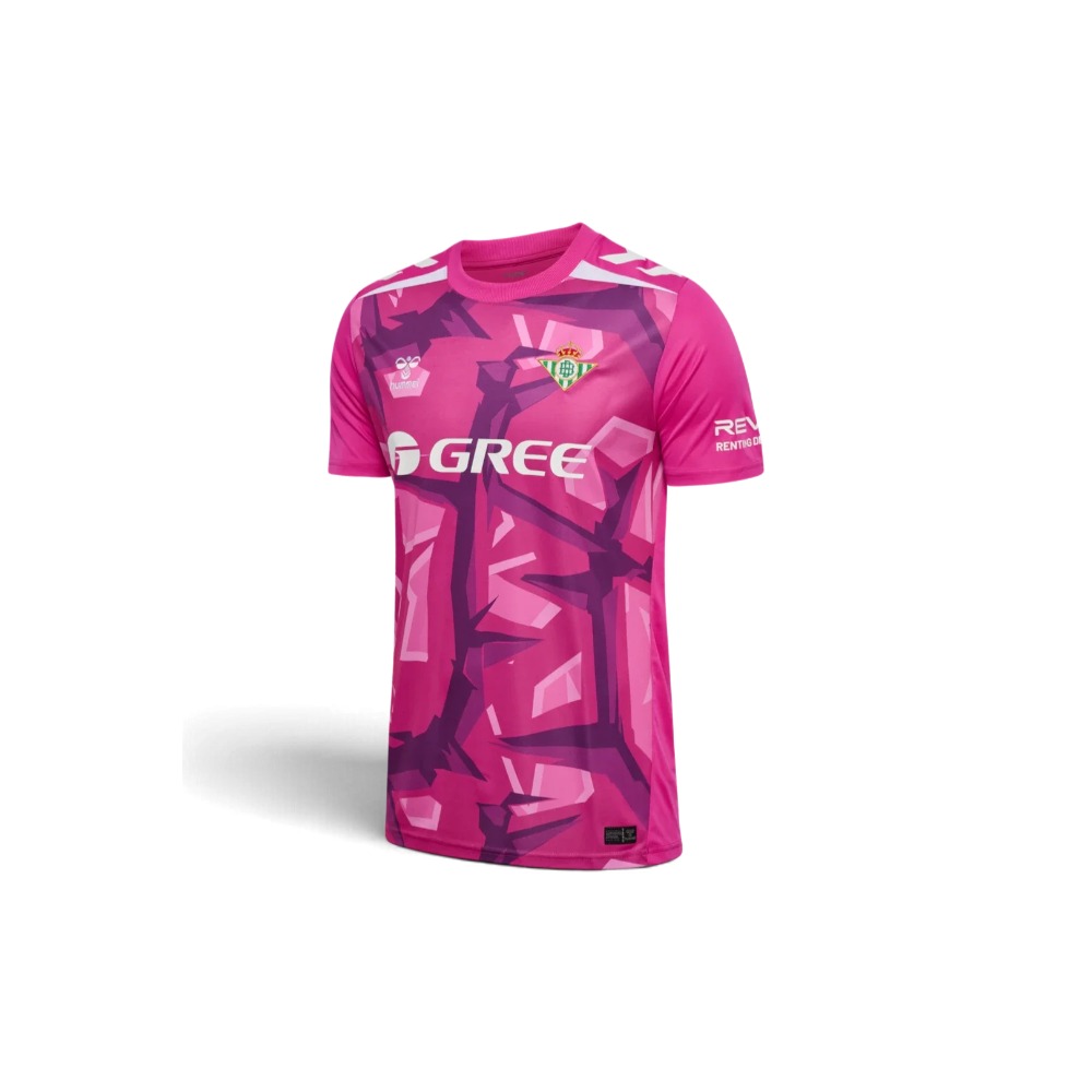 Camiseta Portero Betis 26/27 Rosa 3 Camiseta de portero del Real Betis para la temporada 2026/2027. Equipación oficial de fútbol para adulto en color rosa.