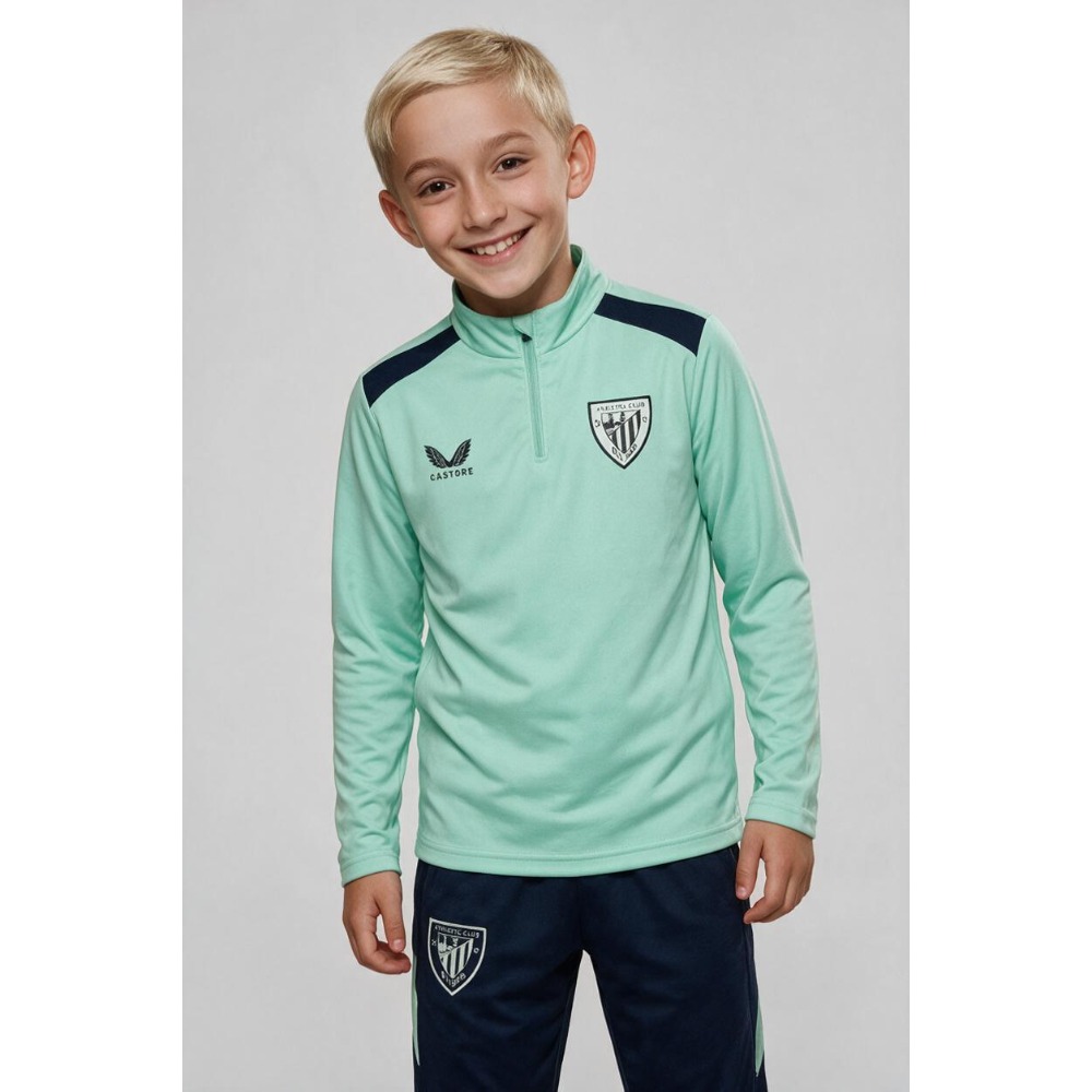 Conjunto Entrenamiento At. Bilbao Niños 26-27 1 Conjunto de entrenamiento del Athletic Club de Bilbao para niños de la temporada 2026-2027. Ropa oficial para los más pequeños.